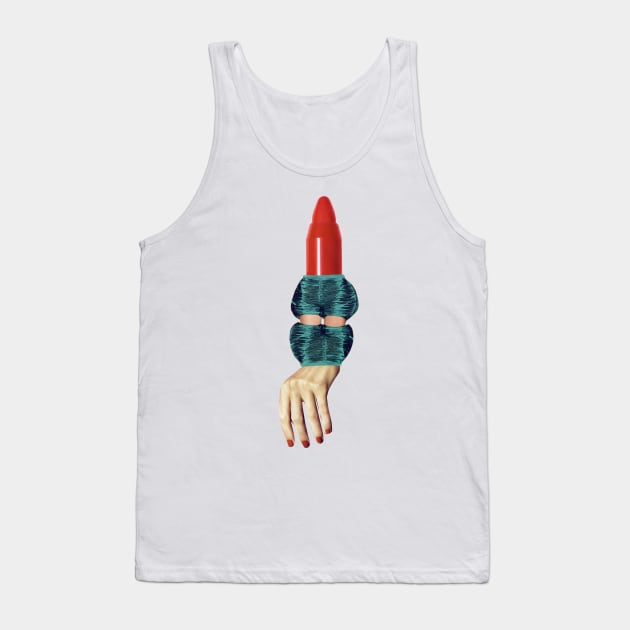 Red Lipstick Monster Tank Top by Luca Mainini